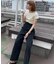 [低身長サイズ／Sシリーズ]2Wayサス付きハイウエストタックワイドデニムパンツ