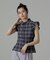 ウエストシェイプフレンチスリーブチェックシャツ