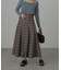 コルセットチェックフレアスカート