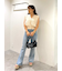 【3サイズ展開XS-M] 内スリットベルボトムデニムパンツ