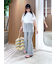 【3サイズ展開XS-M] 内スリットベルボトムデニムパンツ
