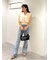 【4サイズ展開XS-L] 内スリットベルボトムデニムパンツ