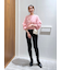 ハイウエストボタンフライスキニーデニムパンツ