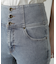 ハイウエストボタンフライスキニーデニムパンツ