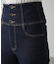 ハイウエストボタンフライスキニーデニムパンツ