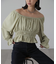 スクエアネックシャーリングブラウス