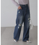 ストレートワイドクラッシュデニムパンツ