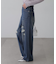 ストレートワイドクラッシュデニムパンツ