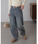 裾ボタン2wayバギーデニムパンツ