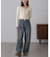 裾ボタン2wayバギーデニムパンツ