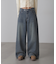 裾ボタン2wayバギーデニムパンツ