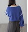 Vネック配色ショート丈ニット