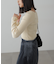クルーネックカッティングニット