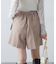 梳毛調合繊ベルト付きタックショートパンツ