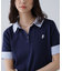 衿付きレイヤード風半袖ポロニット