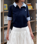衿付きレイヤード風半袖ポロニット