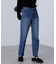 センタープレススリムストレートデニムパンツ