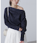 シャギーオフショルドレープネックニット