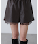 レースレイヤードエコレザーショートパンツ
