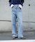 [低身長サイズ／Sシリーズ]レーストリミングワイドストレートデニムパンツ