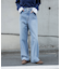 [低身長サイズ／Sシリーズ]レーストリミングワイドストレートデニムパンツ