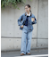 [低身長サイズ／Sシリーズ]レーストリミングワイドストレートデニムパンツ