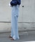 [低身長サイズ／Sシリーズ]レーストリミングワイドストレートデニムパンツ