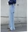 [低身長サイズ／Sシリーズ]レーストリミングワイドストレートデニムパンツ