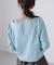 フロントギャザーネックリボン付きブラウス