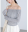 オフショルシアーギャザーカットソー