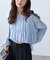 シアーギャザー前開き短丈ブラウス