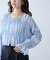 シアーギャザー前開き短丈ブラウス
