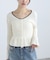 地柄短丈ペプラムニット