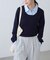 シャツレイヤードクルーネックニット