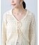透かし編み襟付きニットカーディガン