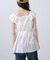バックリボン前開きパフスリーブレースチュニックブラウス