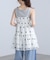 シアー小花刺繍シャーリングギャザーキャミワンピース