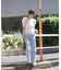 ベーシックワイドサイドレースデニムパンツ