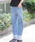 [低身長サイズ／Sシリーズ]ベーシックワイド裾レースデニムパンツ