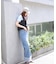 [低身長サイズ／Sシリーズ]ベーシックワイド裾レースデニムパンツ