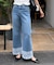 [低身長サイズ／Sシリーズ]ベーシックワイド裾レースデニムパンツ
