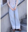 [低身長サイズ／Sシリーズ]ベーシックワイド裾レースデニムパンツ
