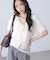 シアーラッフルフリルカラー地柄ニット