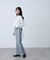 [低身長サイズ／Sシリーズ]ベーシックワイドサイドレースデニムパンツ