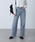 [低身長サイズ／Sシリーズ]ベーシックワイドサイドレースデニムパンツ