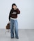 [低身長サイズ／Sシリーズ]ラインストーンサイドパネルヴィンテージライクワイドデニムパンツ