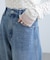 [低身長サイズ／Sシリーズ]ラインストーンサイドパネルヴィンテージライクワイドデニムパンツ