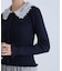 レース襟リブニットカーディガン