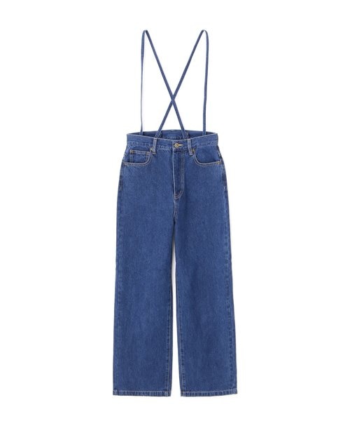 サスペンダー付デニムワイドパンツ|プロポーションボディ サスペンダー付デニムワイドパンツ|プロポーションボディ