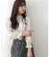 ｜美人百花10月号タイアップ 宇賀美里さん着用商品｜バイカラーシャーリングブラウス